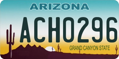 AZ license plate ACH0296