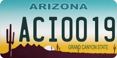 AZ license plate ACI0019
