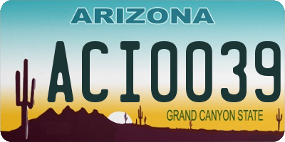 AZ license plate ACI0039
