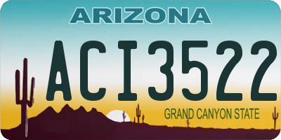 AZ license plate ACI3522