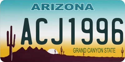 AZ license plate ACJ1996