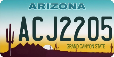AZ license plate ACJ2205