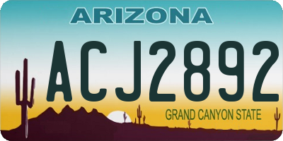 AZ license plate ACJ2892