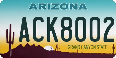 AZ license plate ACK8002