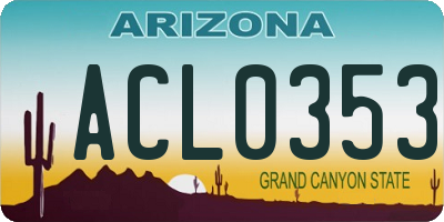 AZ license plate ACL0353