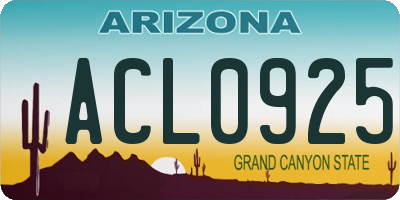 AZ license plate ACL0925