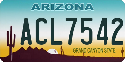 AZ license plate ACL7542