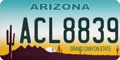 AZ license plate ACL8839