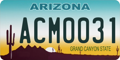 AZ license plate ACM0031