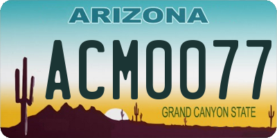 AZ license plate ACM0077