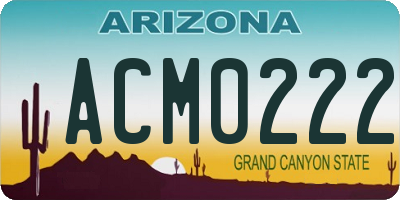 AZ license plate ACM0222