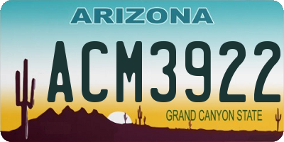 AZ license plate ACM3922