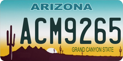AZ license plate ACM9265