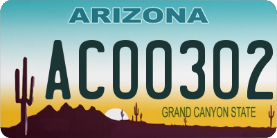 AZ license plate ACO0302