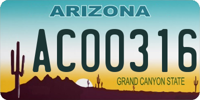 AZ license plate ACO0316