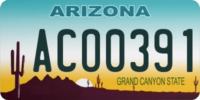 AZ license plate ACO0391