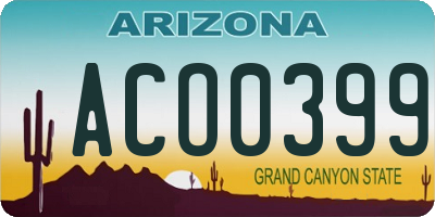 AZ license plate ACO0399