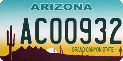 AZ license plate ACO0932
