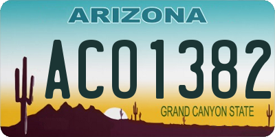 AZ license plate ACO1382