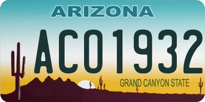AZ license plate ACO1932