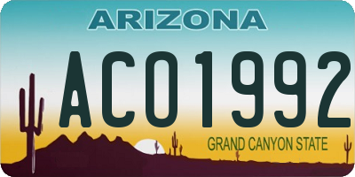 AZ license plate ACO1992