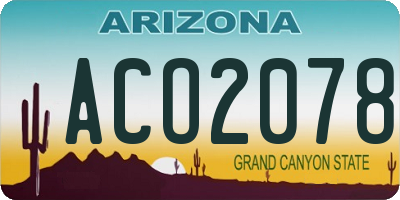 AZ license plate ACO2078