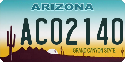 AZ license plate ACO2140