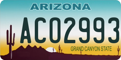 AZ license plate ACO2993