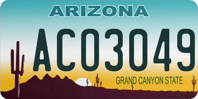 AZ license plate ACO3049