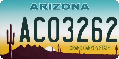 AZ license plate ACO3262