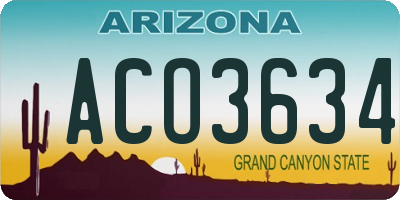 AZ license plate ACO3634