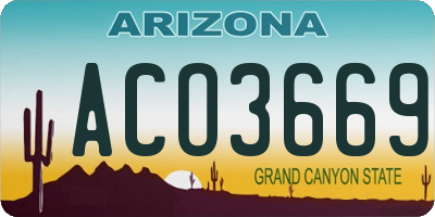 AZ license plate ACO3669