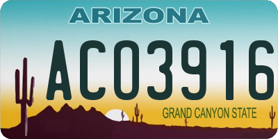 AZ license plate ACO3916