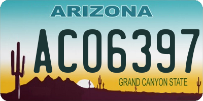 AZ license plate ACO6397