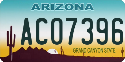 AZ license plate ACO7396