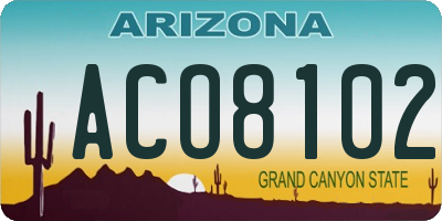 AZ license plate ACO8102
