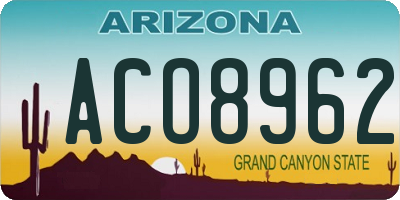 AZ license plate ACO8962