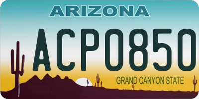 AZ license plate ACP0850