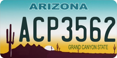 AZ license plate ACP3562