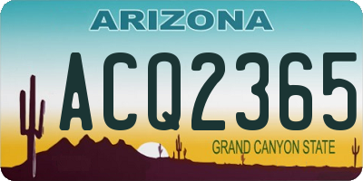 AZ license plate ACQ2365