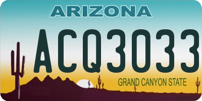 AZ license plate ACQ3033