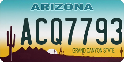AZ license plate ACQ7793