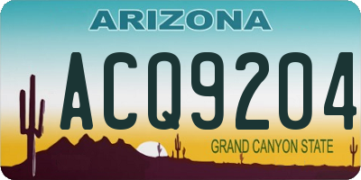 AZ license plate ACQ9204