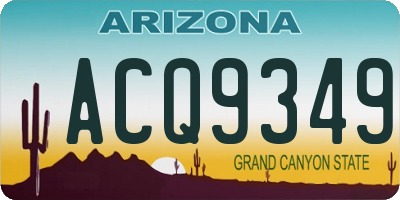 AZ license plate ACQ9349