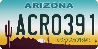 AZ license plate ACR0391