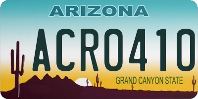 AZ license plate ACR0410