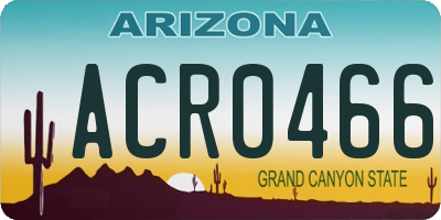 AZ license plate ACR0466