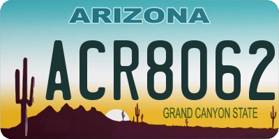 AZ license plate ACR8062