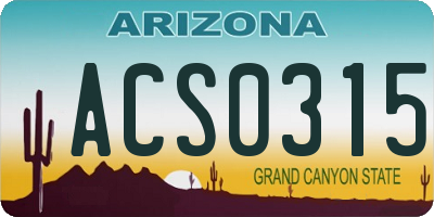 AZ license plate ACS0315