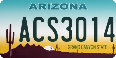 AZ license plate ACS3014